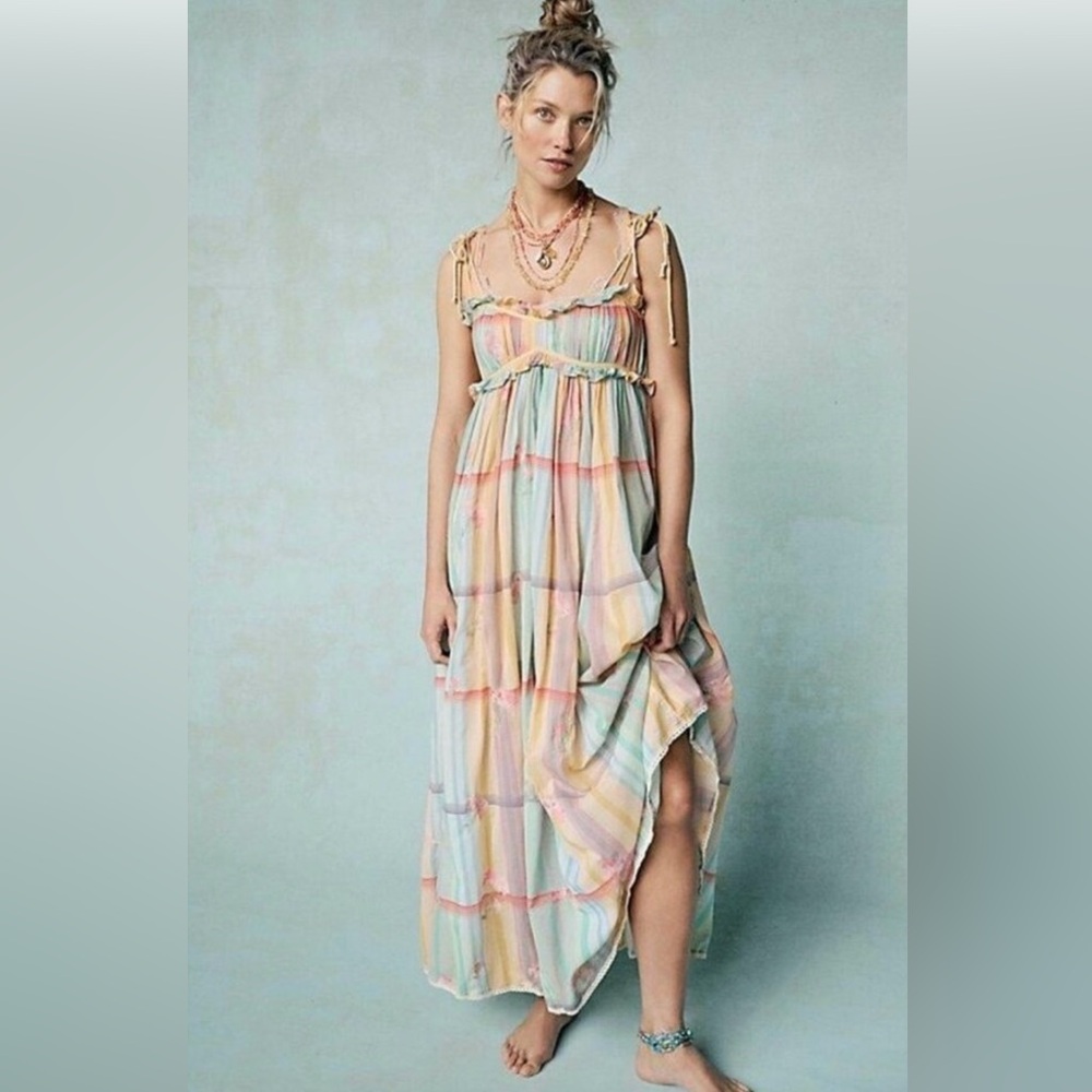 FREE PEOPLE WILLOW MAXI DRESS SMALL DRESS IN MULTI SP NWT